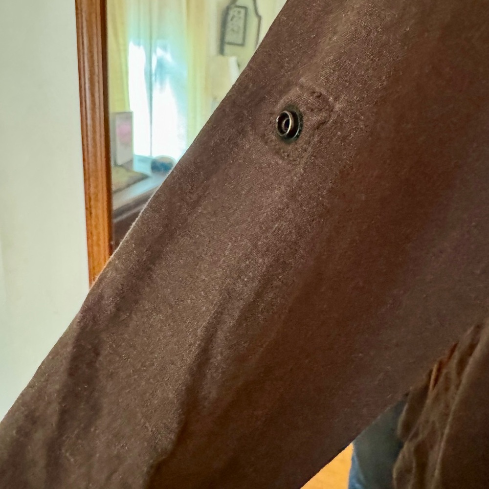 Sanctuary Utility Washed Linen or Linen Blend Jacket Size Large Dark Olive Green - Picture 5 of 9